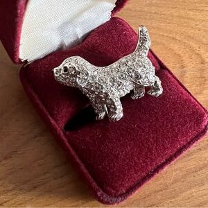 Swarovski Silvertone Crystal Lab puppy Dog Brooch